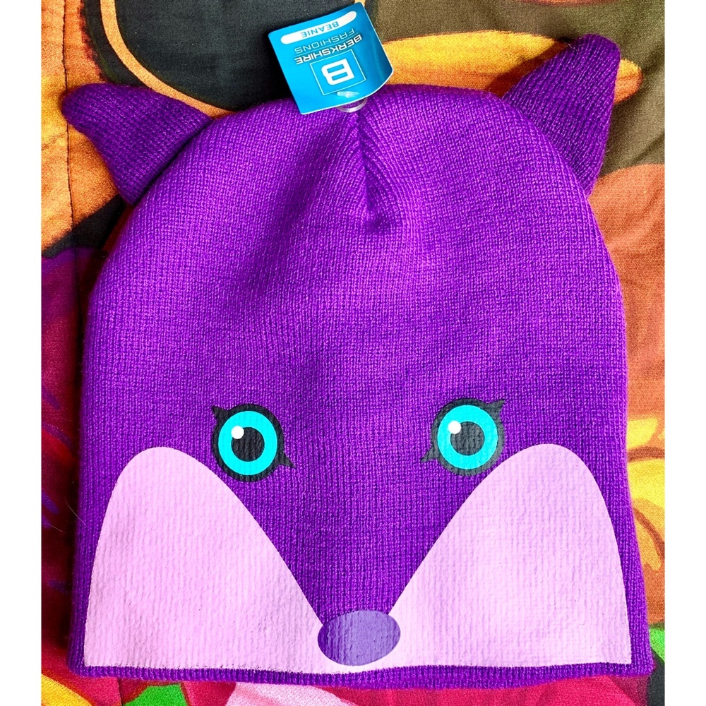 NWT Purple Fox with Ears Beanie Cute Soft Hat